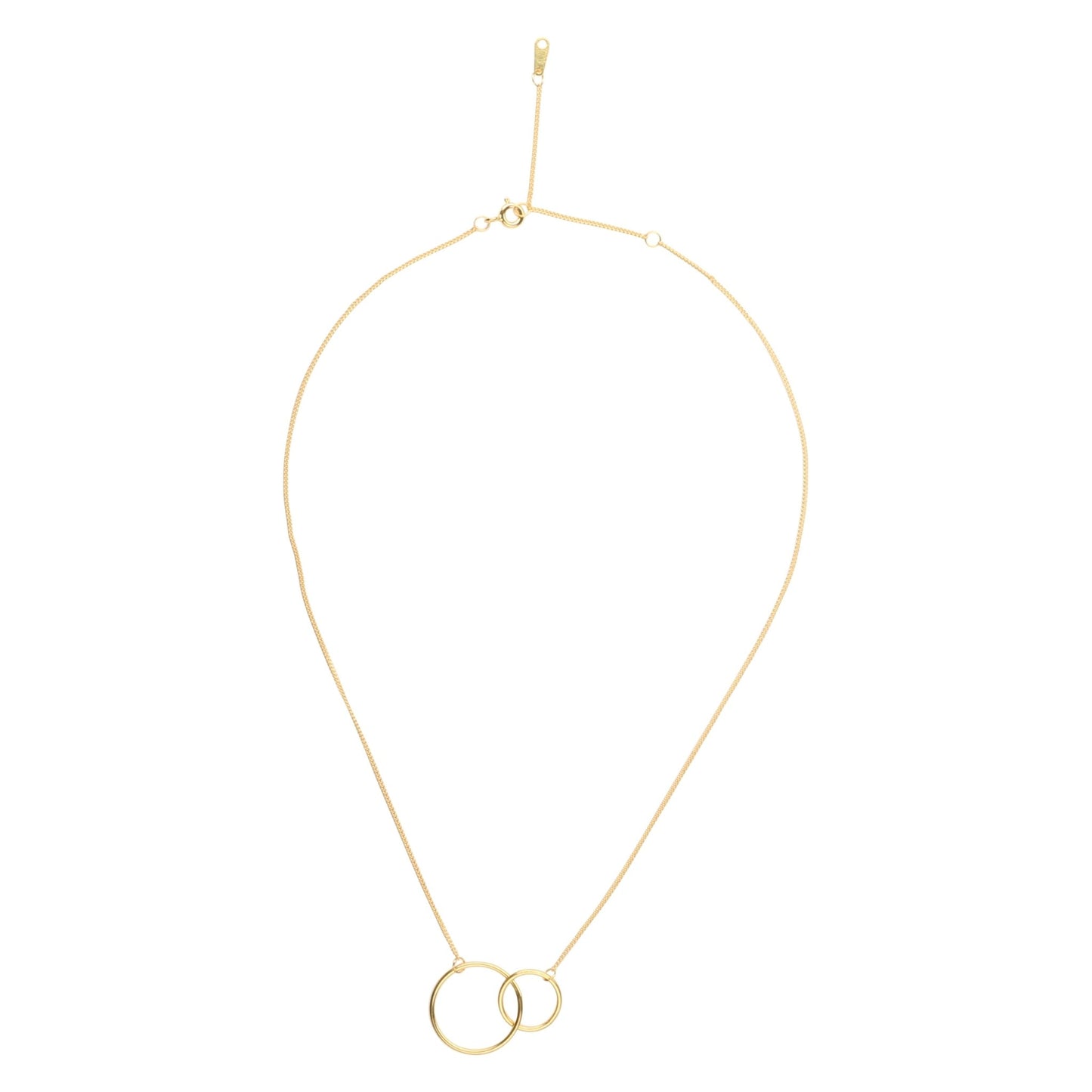 14K Gold Plated Two Circle Interlocking Pendant Necklace - JuVons