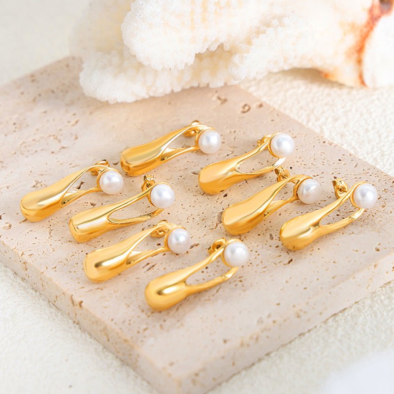 18K gold and pearl design earrings - JuVons