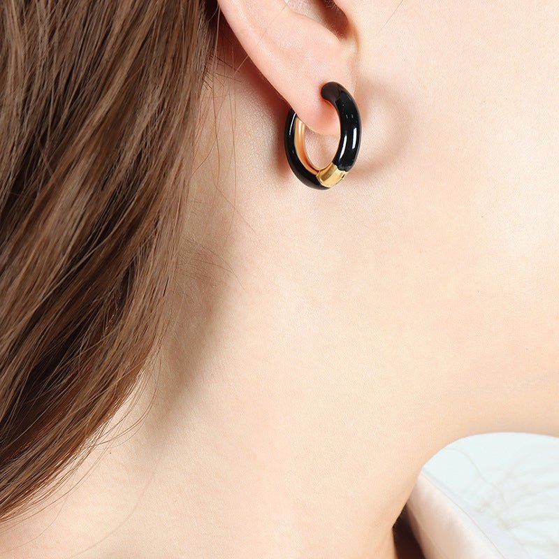 18K Gold Atmospheric Ring Design Earrings - JuVons
