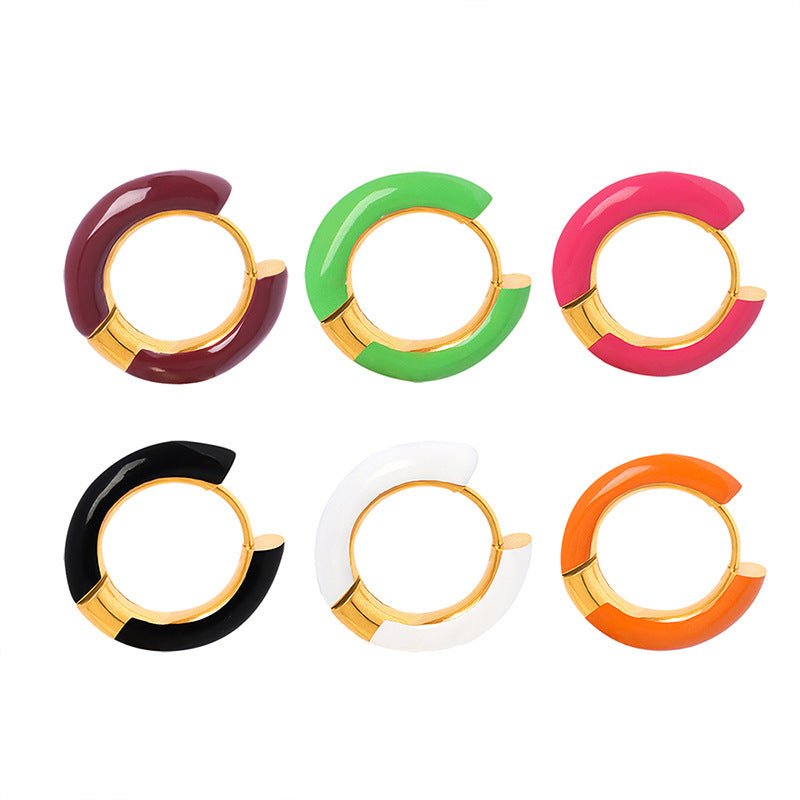 18K Gold Atmospheric Ring Design Earrings - JuVons