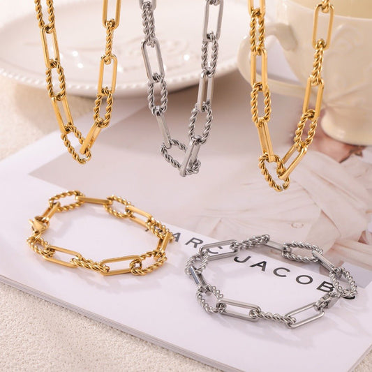 18K Gold Fashionable Necklace Bracelet Set - JuVons