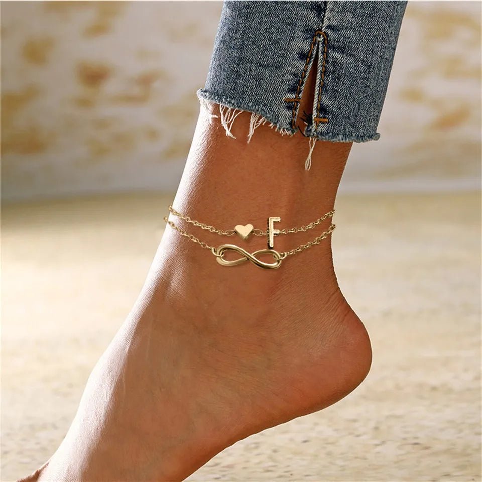 Layered Heart Infinity Anklet - JuVons
