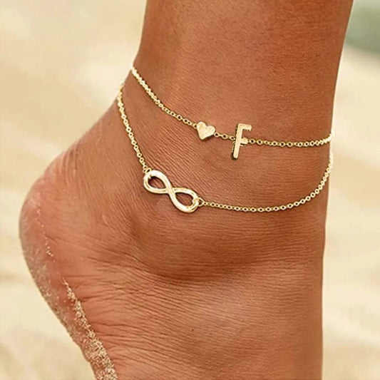 Layered Heart Infinity Anklet - JuVons