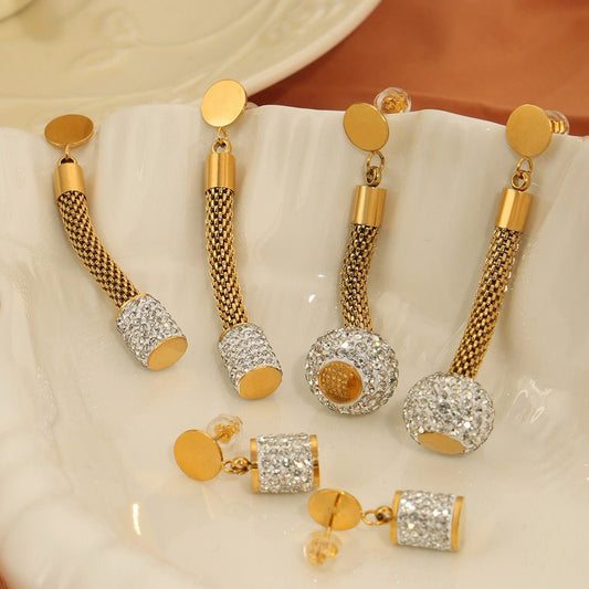 "Radiant 18K Gold Diamond Tassel Earrings" - JuVons